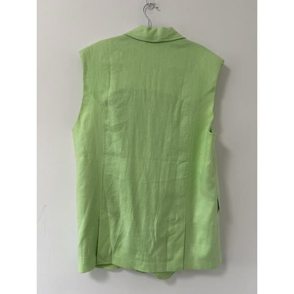 NWT Free People Green Light Lime Bright Young Things Linen Vest Size L Old Money - Picture 7 of 11